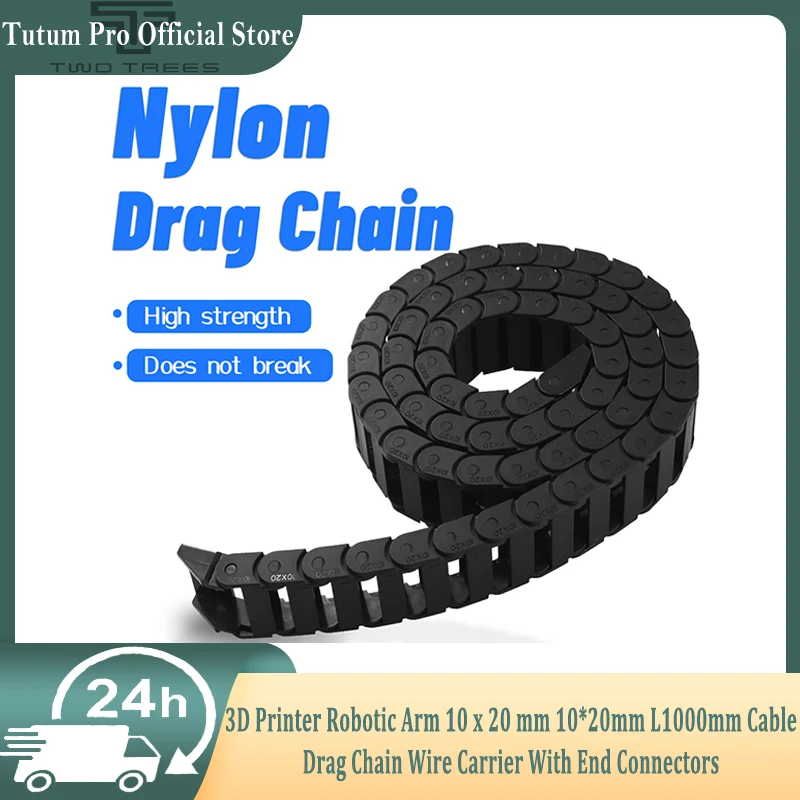 

3D Printer Robotic Arm 10 x 20 mm 10*20mm L1000mm Cable Drag Chain Wire Carrier With End Connectors For CNC Router Machine Tools