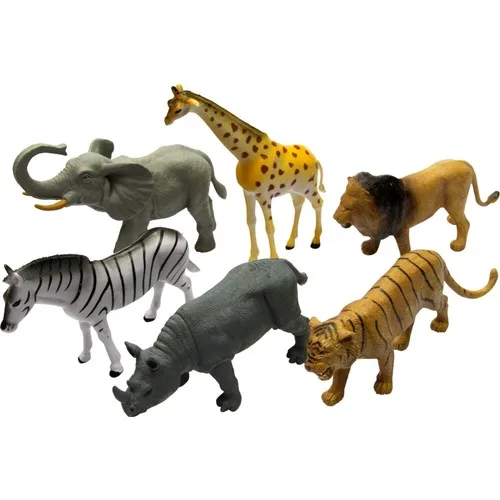 Green Toy 6 Piece 8 Inc Toy Wild Animals Set Big size 20 cm