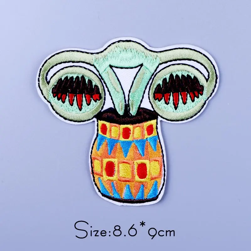 Flower Uterus Patches Badge DIY Iron On Patches On Clothes Letter Stickers Embroidered Patches For Clothing Animal Patch Stripes