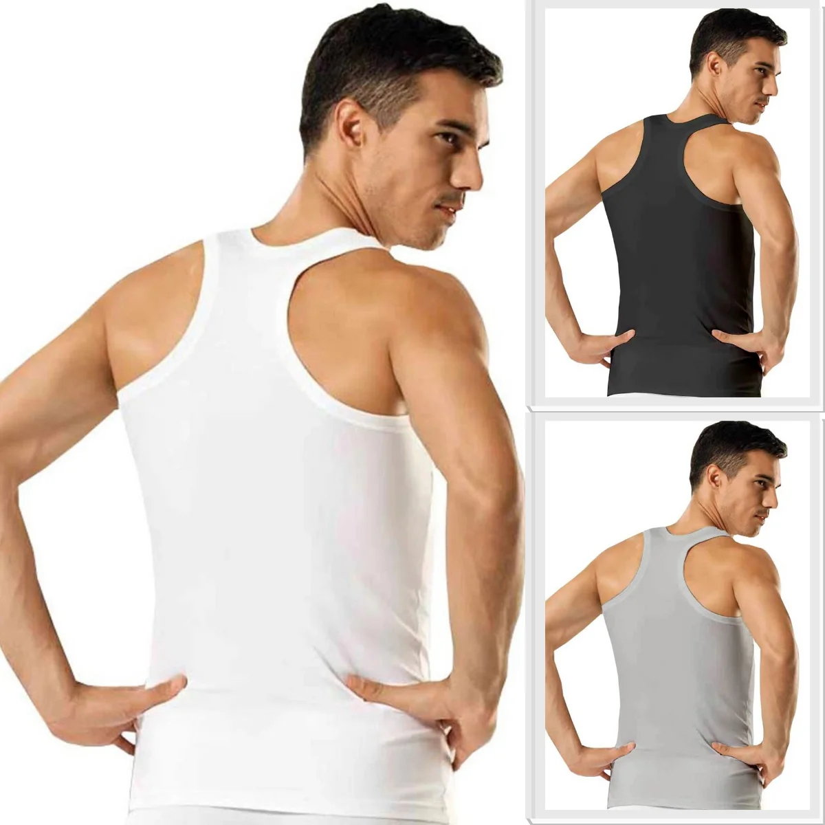 Sportive Rambo Style 3 Pieces Male Singlet 100% Cotton Combed White Sport Model Undershirt Undershirt Tank Tops Underwear