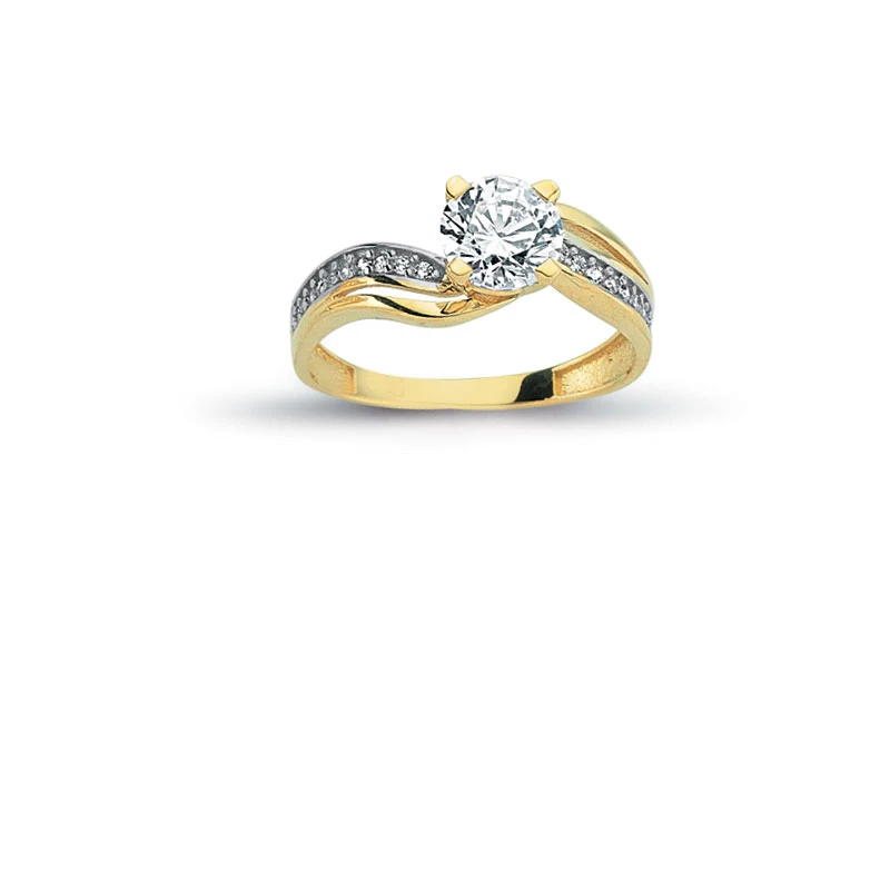 14K Solid Gold Art Deco Solitaire Engagement Wedding Ring