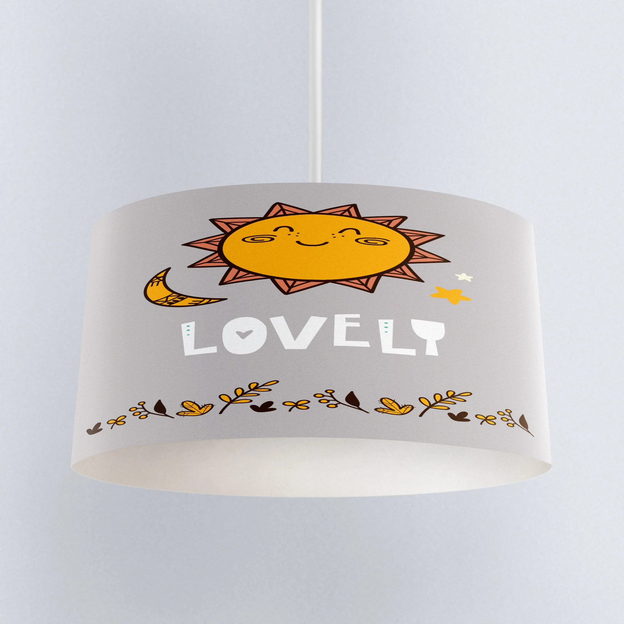 

Else Yellow Gray White Sun Lovely Moon Nordic Print Fabric Kids Chandelier Lamp Drum Lampshade Floor Ceiling Pendant Light Shade