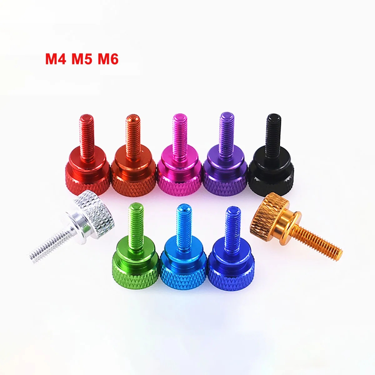 

5Pcs M4 M5 Knurled High Step Head Hand Tighten Screws Anodized Aluminum Thumb Screws Computer Case Screw