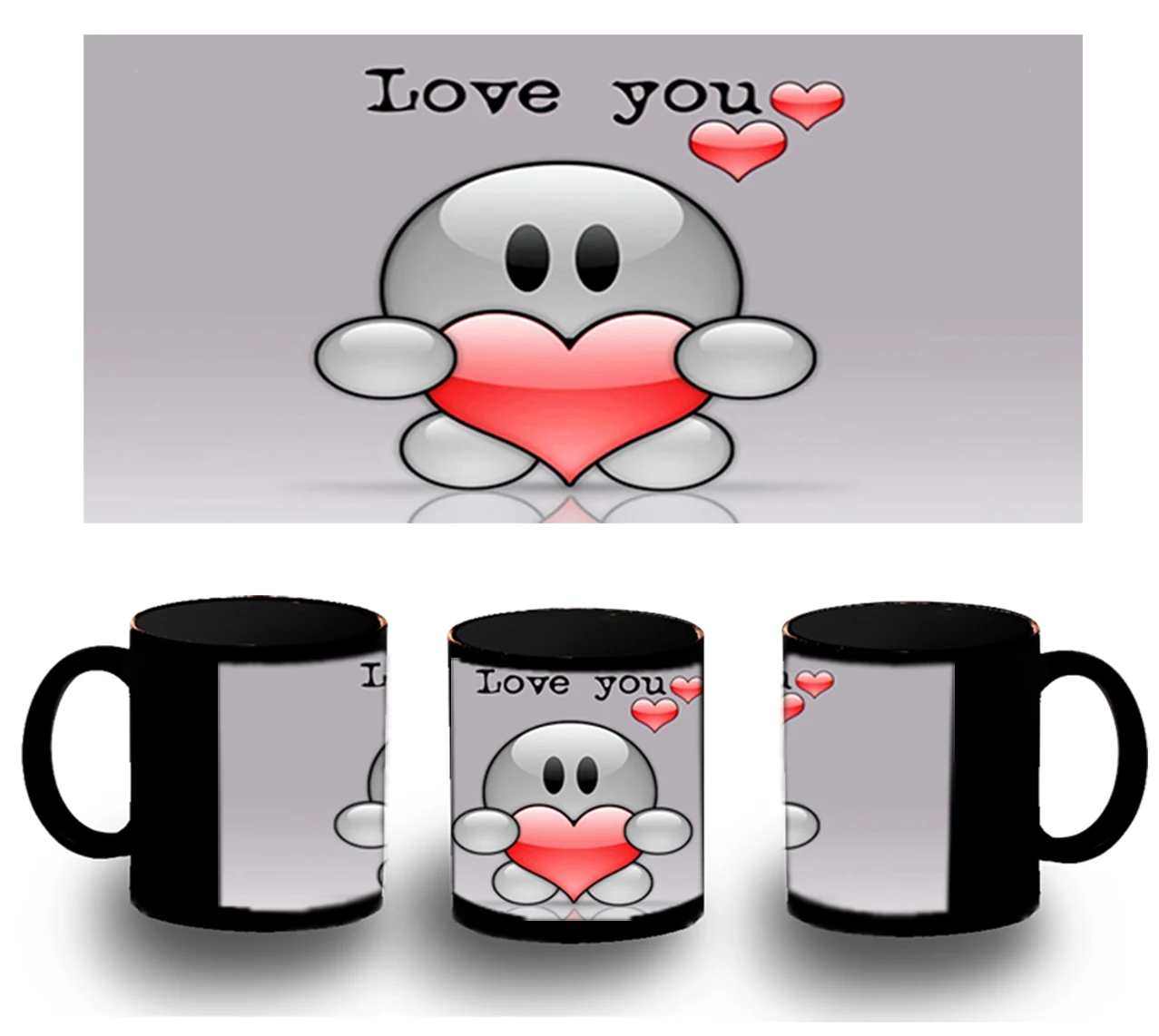 CUP FULLY black I LOVE YOU black mug