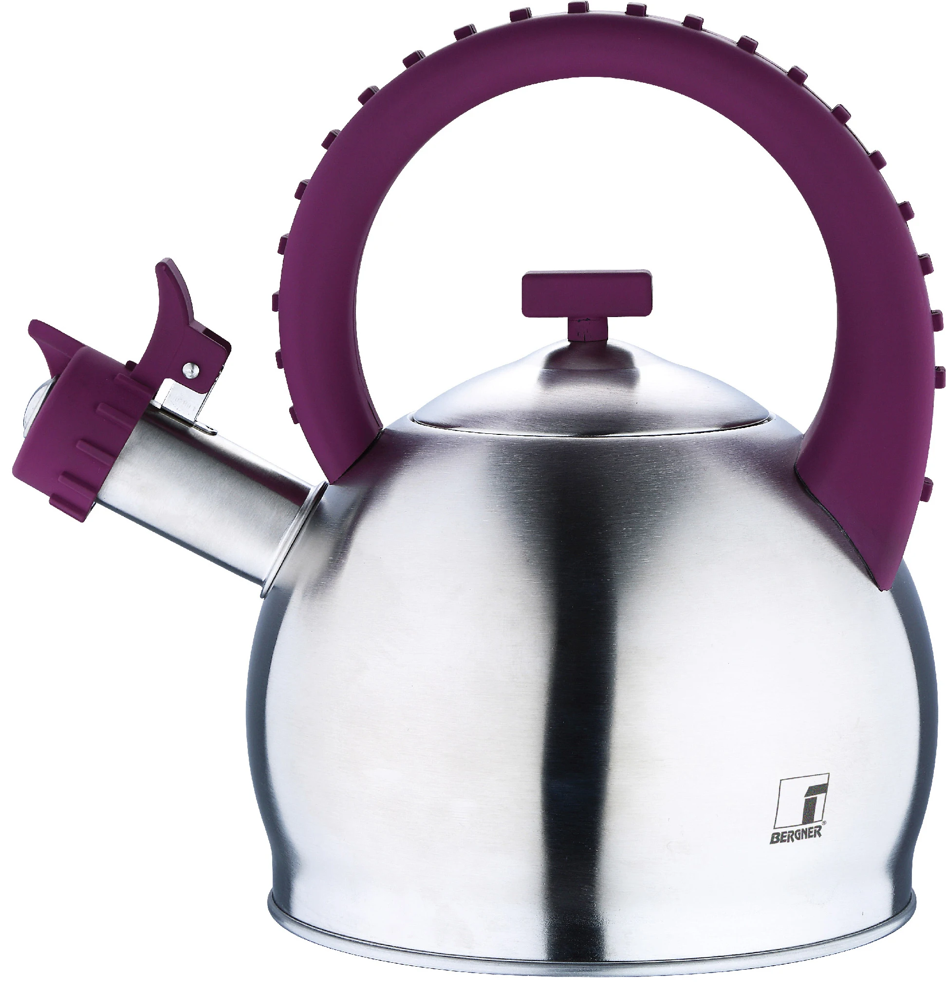 BERGNER teapot (2,8L) with whistle and lid, stainless steel and nylon handle