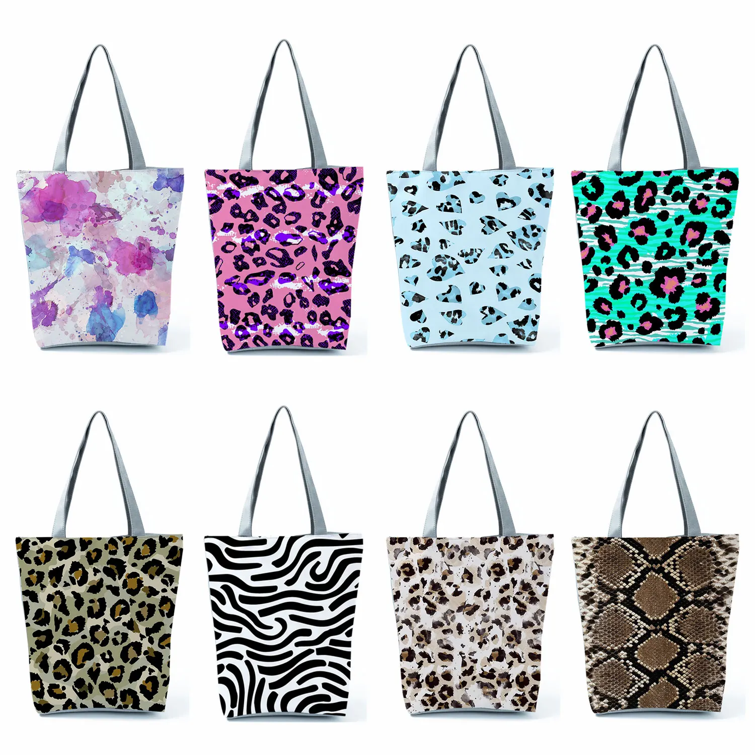 

Leopard Snake Print Printing Women's Tote Handbag Casual School Bag Traveling Shoulder Bag Reusable Shopper Bags For Supermarket