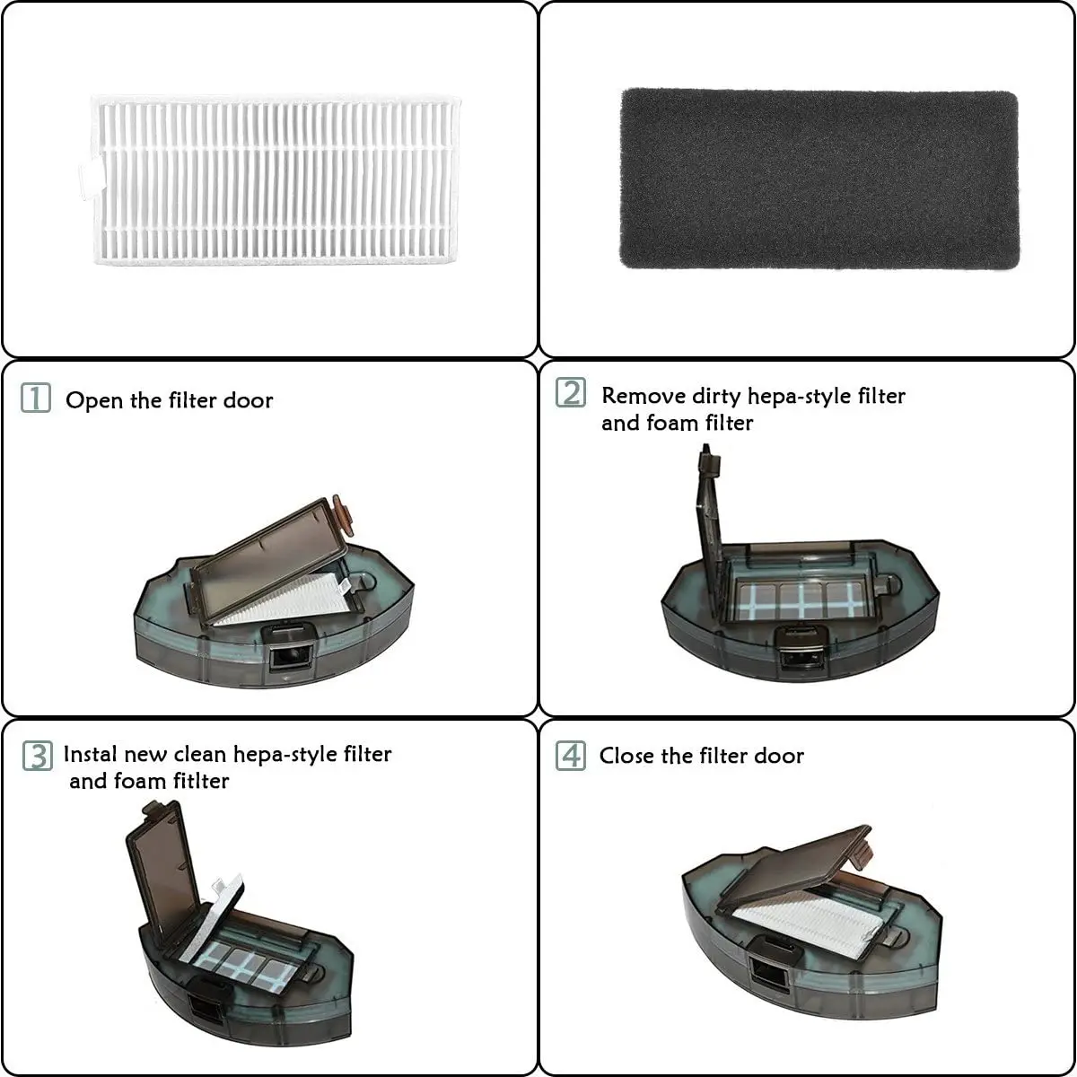 Pack de Cepillos Laterales, Filtros HEPA y Filtros Accesorios de Repuesto Para Aspiradora Cecotec Conga - Cepillos Laterales