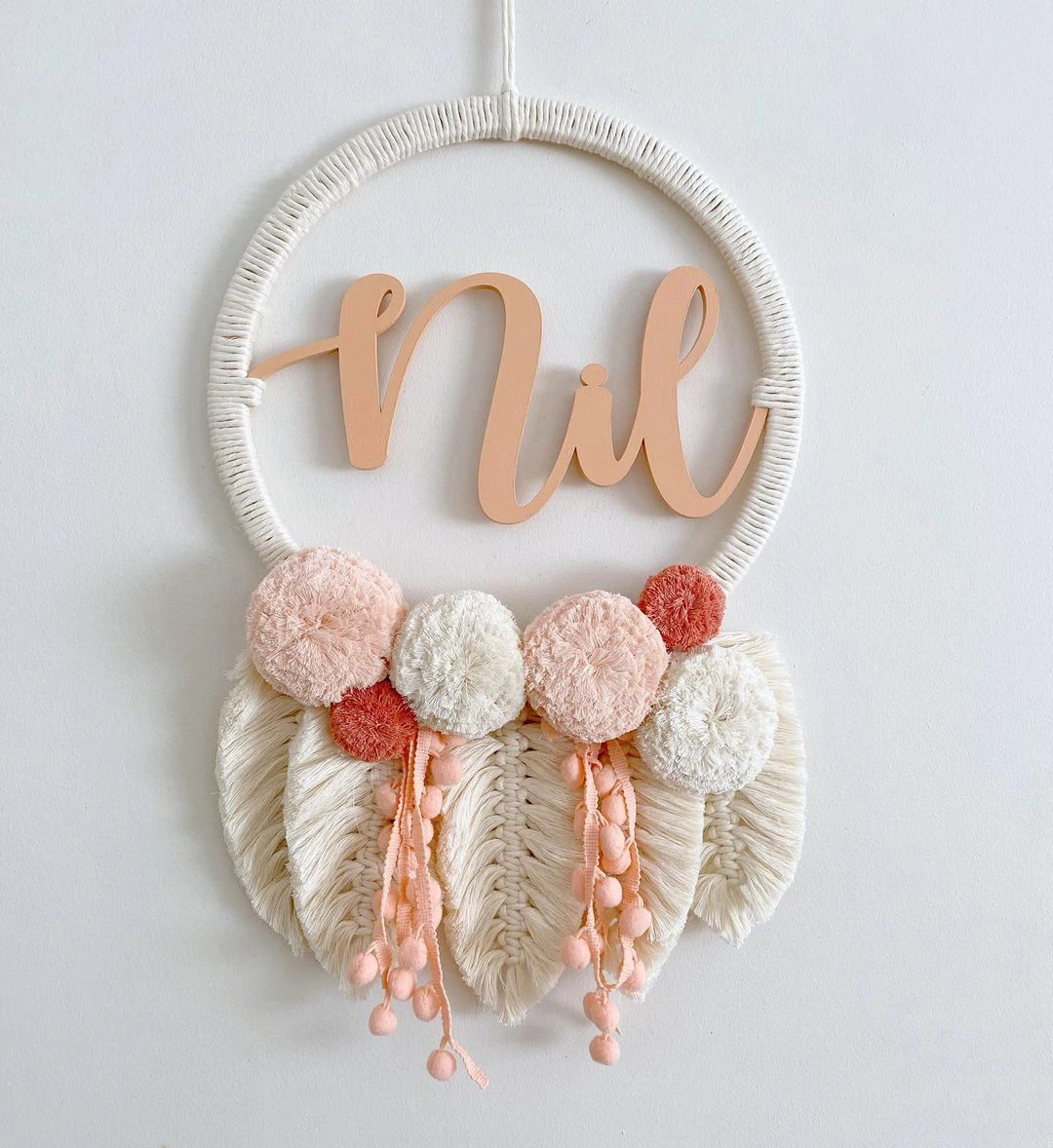 Boho Macrame Knitted Dream Catcher  Design Handmade Bohemian Warm Kids Decoration Baby Room