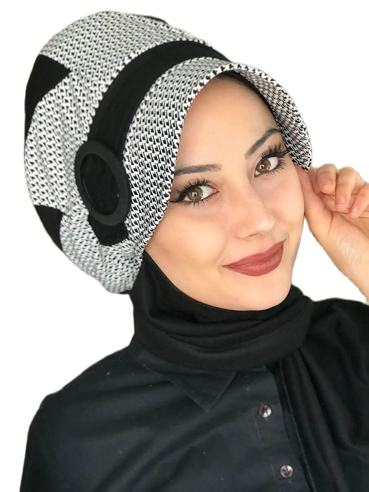 New Fashion 2021 foulard turbante donna cappello sciarpa primaverile Bad-bag Saba cappello nero con fibbia a fiori di passione fantasia in bianco e