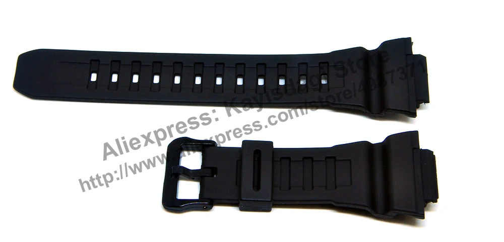 Compatible Casio STL-S100H , STL-S110H - 18mm Black Rubber Black Watch Band - Strap