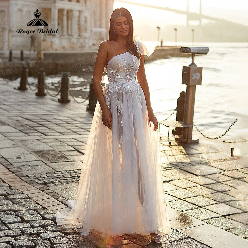 

Сексуальные трапециевидные Свадебные платья на одно плечо для невесты, роскошные женские индивидуальные платья, ноябрь