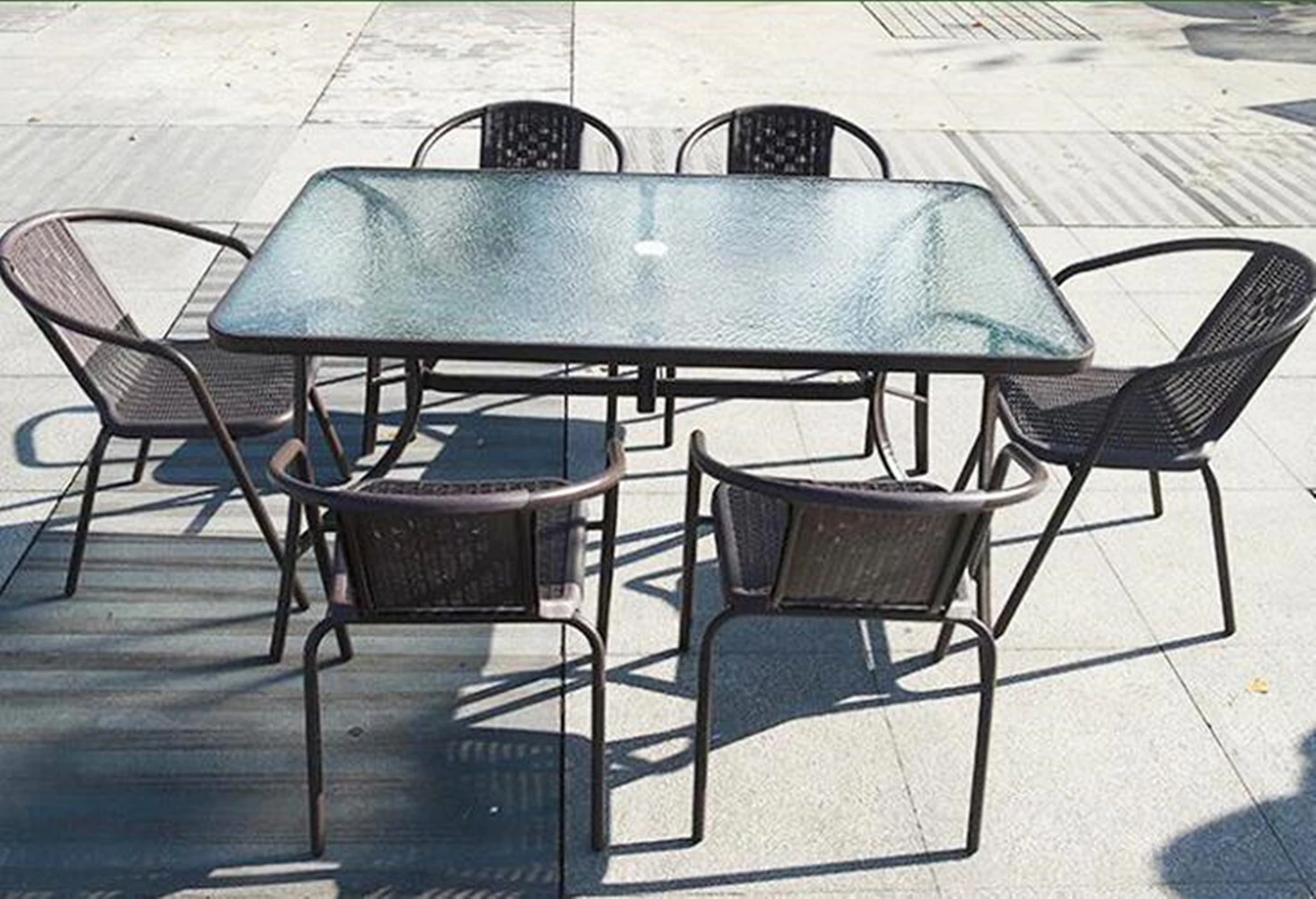 Juego de mesa de centro y sillas de jardín, muebles de comedor, conjunto de mimbre para balcón y jardín al aire libre