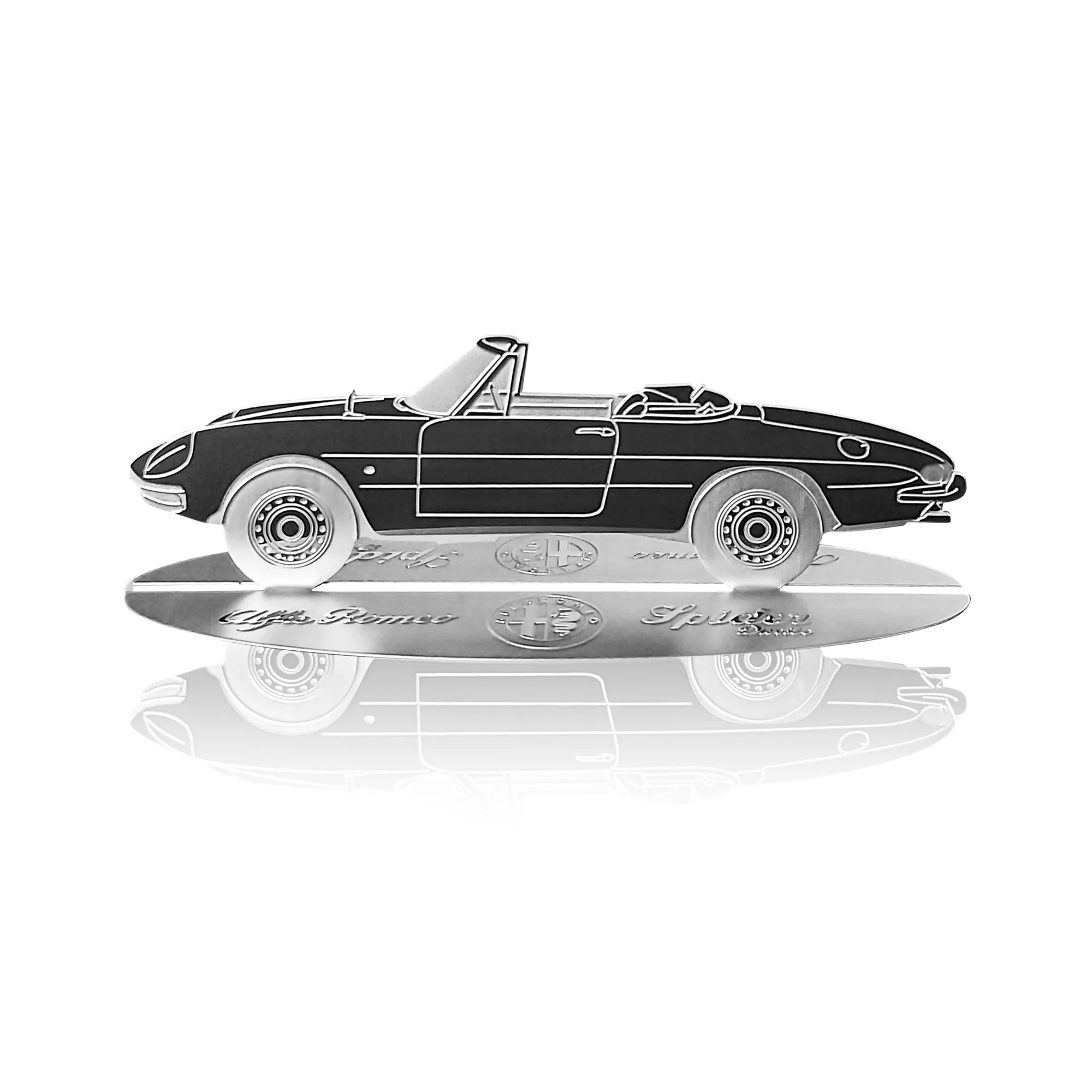 Diecast model shape engraved stainless steel car Alfa Romeo Spider duet