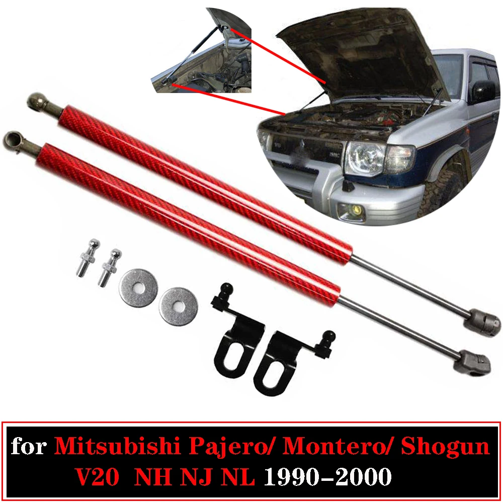 For Mitsubishi Pajero Montero Shogun V20 NH NJ NL 1991-1999 Front Bonnet Hood Gas Struts Lift Support Shock Dampers Absorber Rod