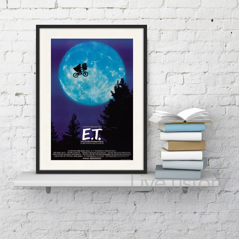 E.T. The Extra-Terrestrial UFO movie poster art print , film Poster ET canvas painting wall picture art decor