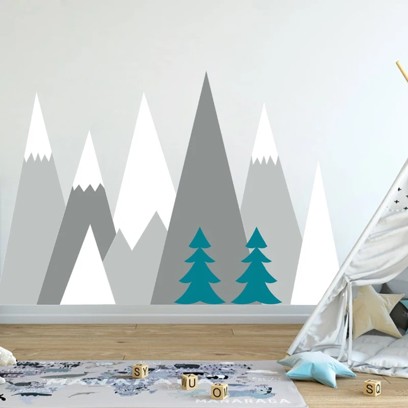 

Mountains Wall Decal Nursery Crib Mountain Boy Girl Pattern for Kids Toddlers Room Vinyl Wall Stickers Self Adhesive LC1645