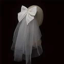 Real Pictures Wedding Veils Short Tull with Big Bow and Comb