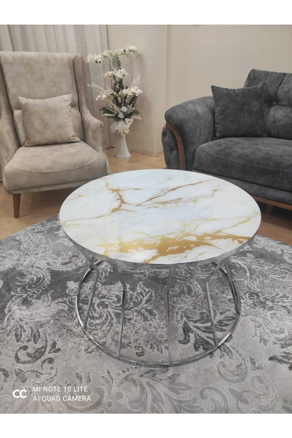 COFFEE METAL STUDY TABLE CENTER TABLE SILVER FOOT MARBLE PATTERNED GLASS DINING TABLE MODERN