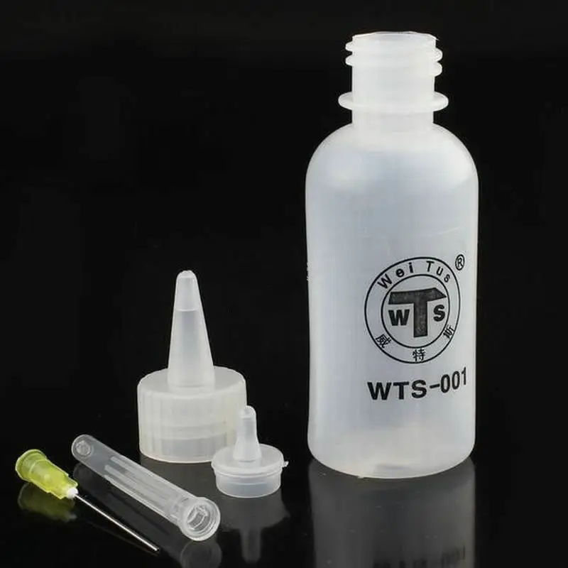 2Pcs 50ml Transparent Polyethylene Needle Dispenser Dispensing Bottle for Rosin Solder Flux Paste Cleaner DIY Repair Tools