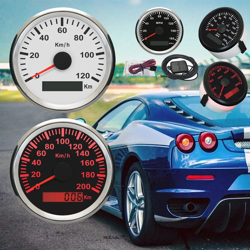 

RHAXEL Waterproof 85mm GPS Speedometer Gauge 0-120KM/H 0-140MPH with Red Backlight for ATV Car Truck Motorcycle 9-32V