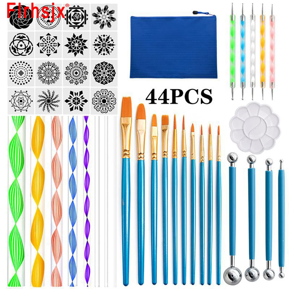 44pcs Mandala Dotting Tools Set Graffiti Embossing Dotting Kit Acrylic Rods for Mandella Art and Painting Rocks DIY Tools