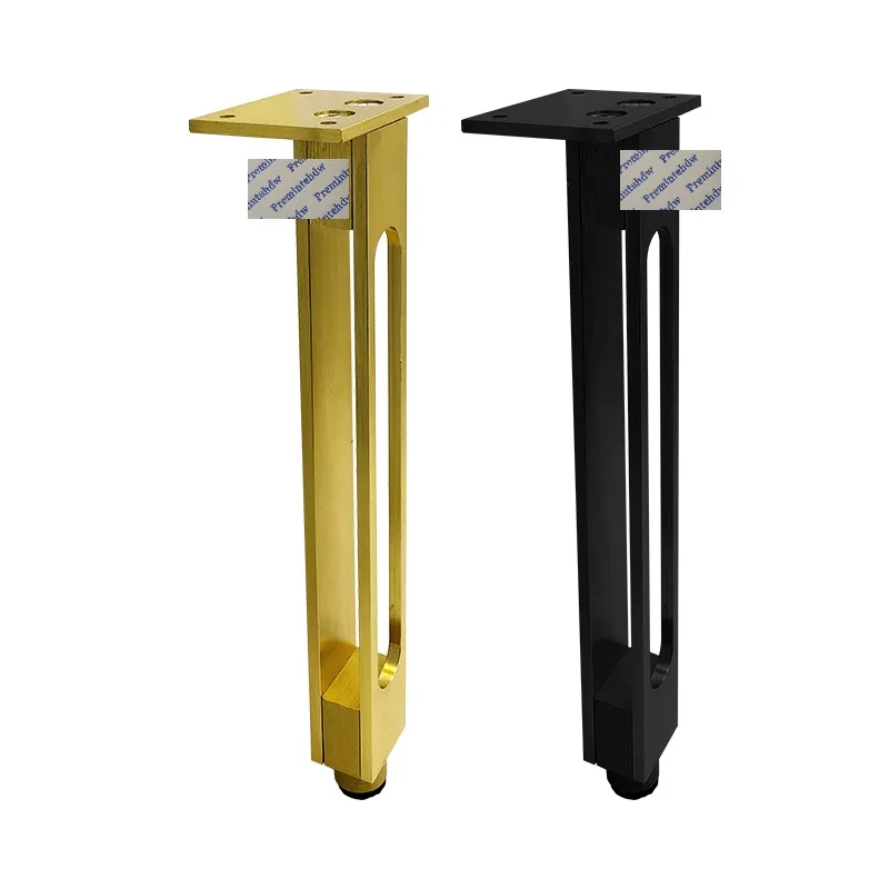 

2Pcs/Lot Aluminum Titanium Gold Matte Black Square Furniture Cabinet Table Sofa Leg With Leveling Feet