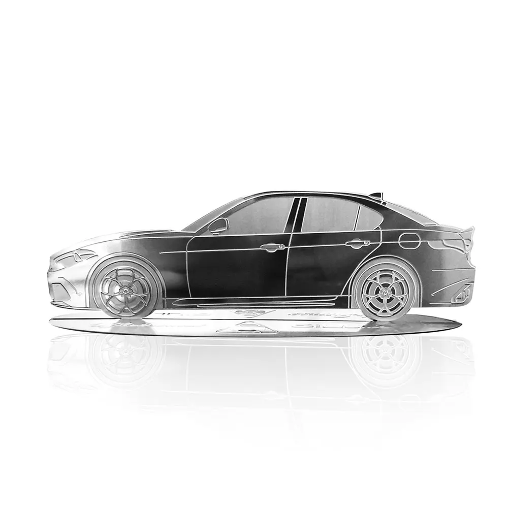 Diecast model shape engraved car Alfa Romeo Giulia stainless steel