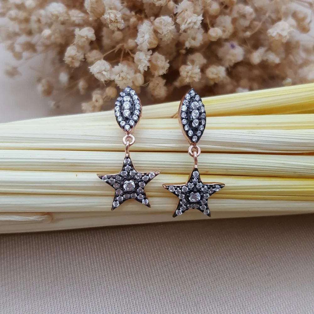 New Star Trendy 925 Sterling Silver Star Fashion Drop Earrings For Women Earring Valantine 'S Day Fine Jewelry Luxury Accessories