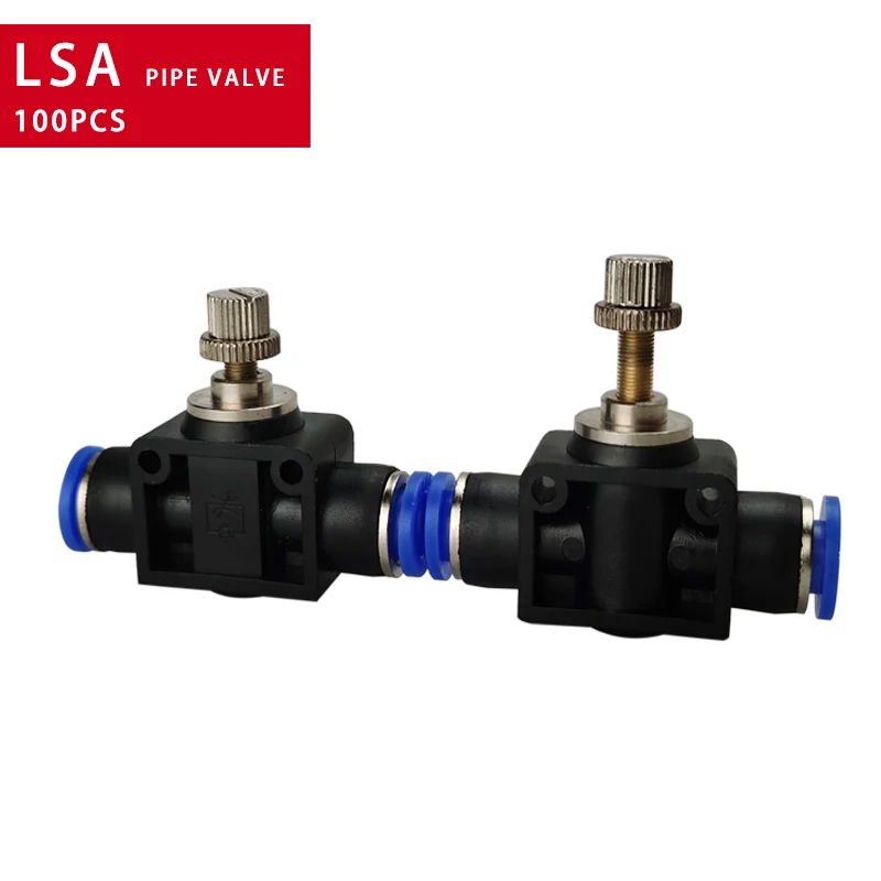 100PCS A LOT LSA type Pressure Regulating Throttle Valve 4 6 8 10 12mm Fast connection Air Speed Pneumatic Fitting