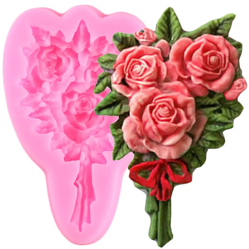 

Rose Flower Bouquet Cake Silicone Mold DIY Wedding Cupcake Topper Fondant Cake Decorating Tools Candy Chocolate Gumpaste Moulds