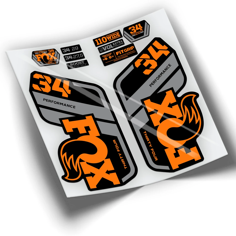 Complete KIT of compatible stickers for FOX 34 PERFORMANCE 2021 BICOLOR WP416 cycling accessories