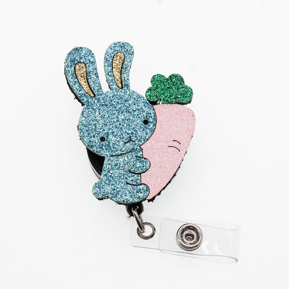 10pcs/Cute pattern Felt Rabbit radish ID Badge Holder Retractable