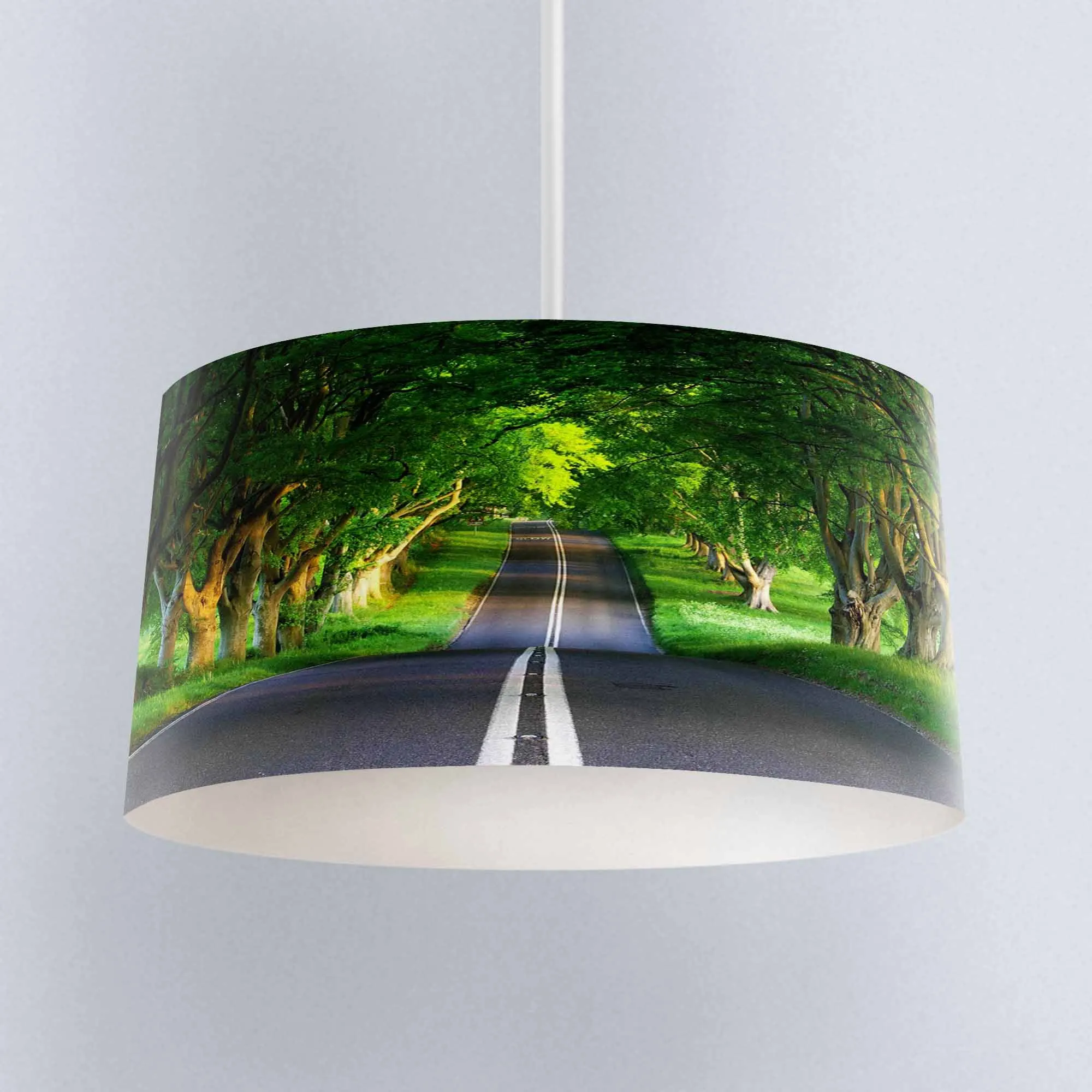 

Else Green Trees Jungle High Way Road Digital Printed Fabric Chandelier Lamp Drum Lampshade Floor Ceiling Pendant Light Shade