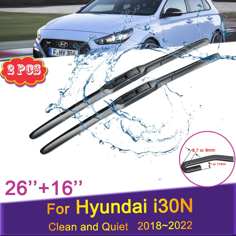 

Car Front Wiper Blades for Hyundai i30N 2018 2019 2020 2021 2022 Windshield Frameless Silent Rubber Snow Scraping Accessories