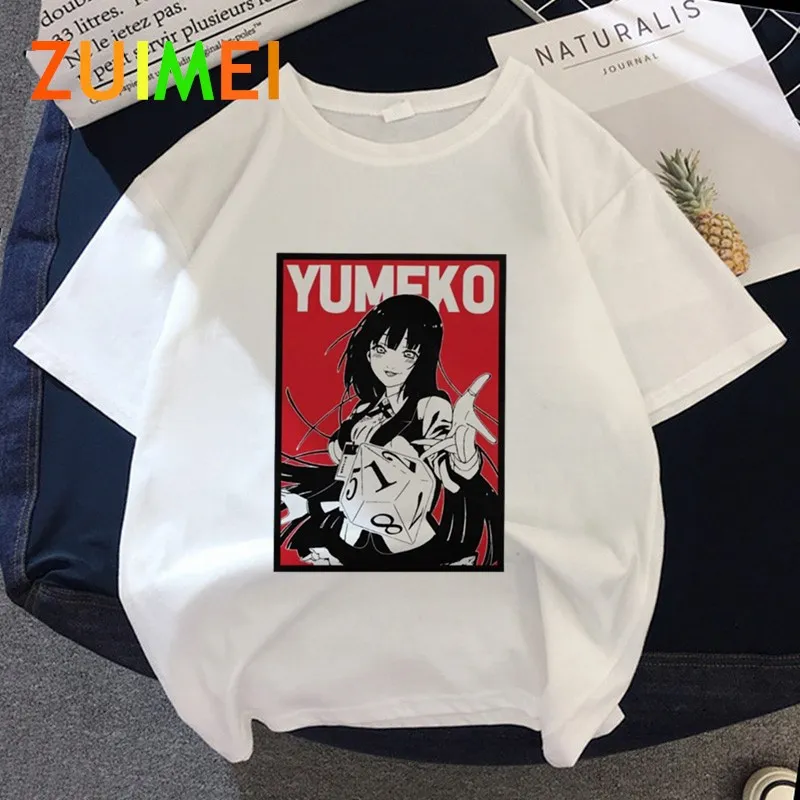 Women Manga Kakegurui Yumeko Jabami  Japanese Anime Print T-shirt Tops 2020 Summer Fashion Short Sleeved T-shirt  Girl,Drop Ship