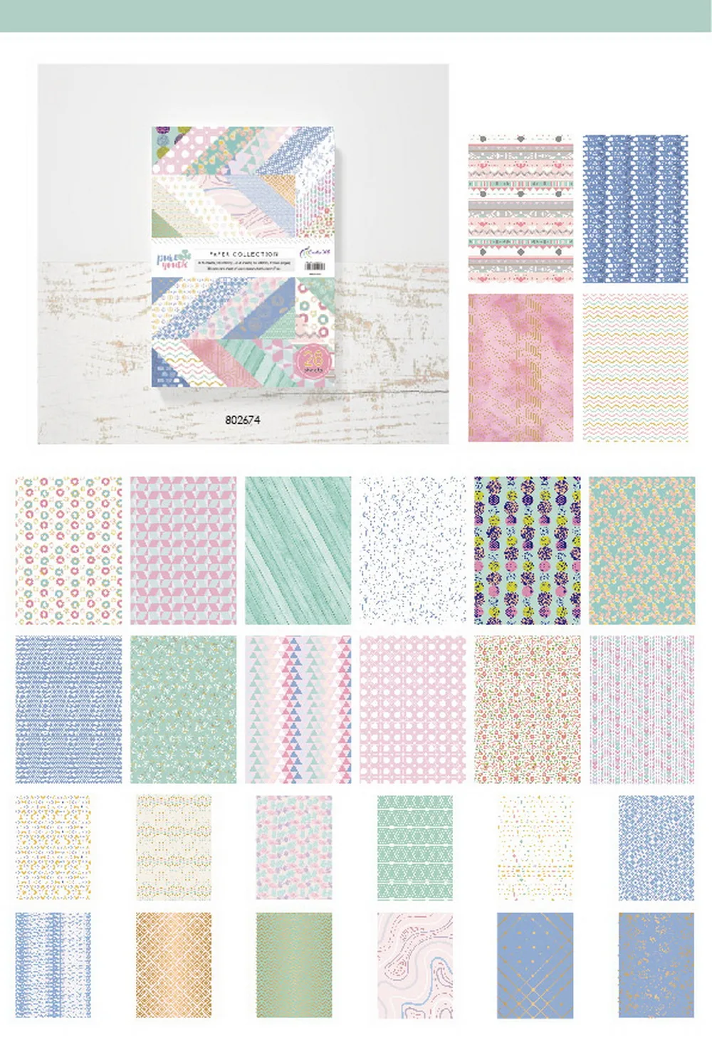 Creative Path Pure Youth A5&A6 Scrapbooking-Dekorpapier, buntes Muster, Journaling-Hintergrundpapier für Bastelarbeiten, Kartenherstellung – Detail 2