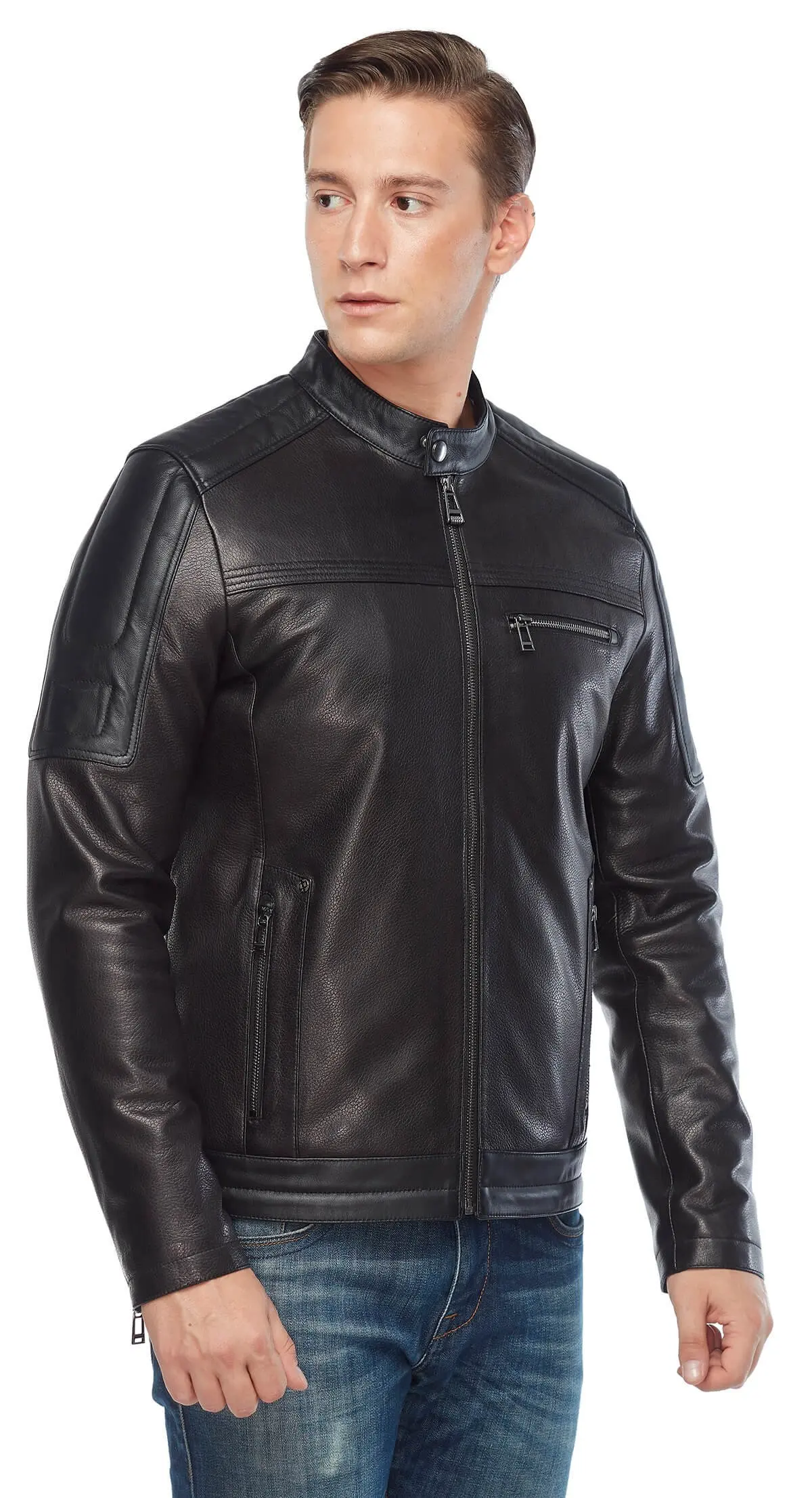 Crisby Leather Sports Black Leather Jacket Original Lambskin autunno inverno 2022 Biker Slim Large Size VintageTürkiye
