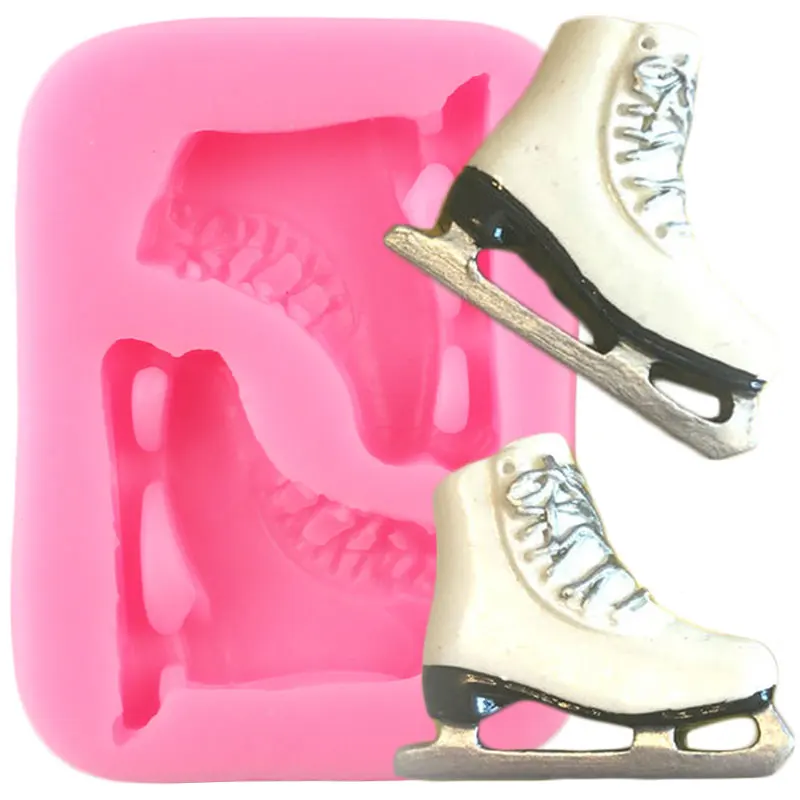 Wide Ice Skates Silicone Molds Baby Birthday Cupcake Topper Fondant Cake Decorating Tools Candy Clay Chocolate Gumpaste Moulds