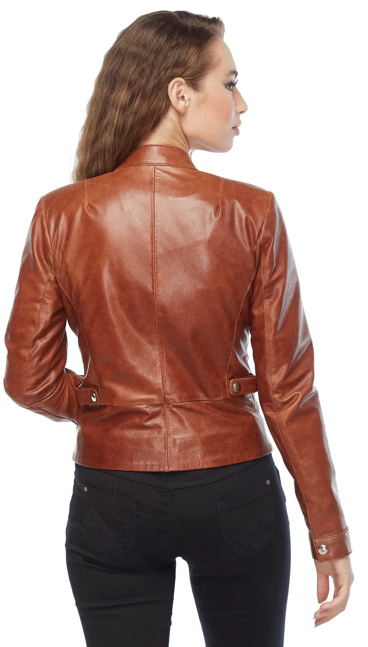 Mantel Jaket Wanita Kulit Asli Kulit Domba Domba Kulit Domba Musim Gugur Musim Dingin 2022 Tipis Ukuran Besar Antik Biker Tan Flora
