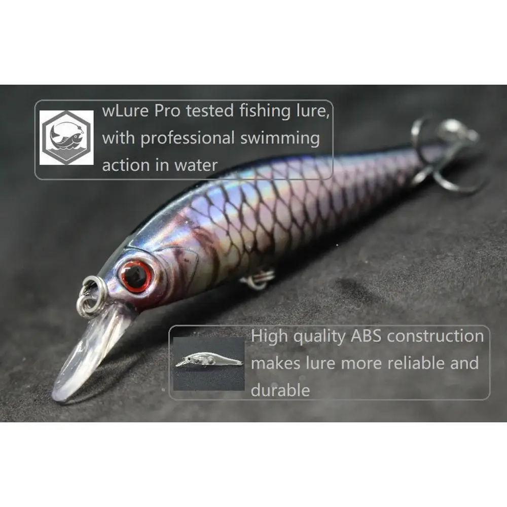 wLure Minnow Fishing Lures 9cm 9g Sinking Jerkbait Lifelike Painting Cutting Blade Fishing Hooks HM431