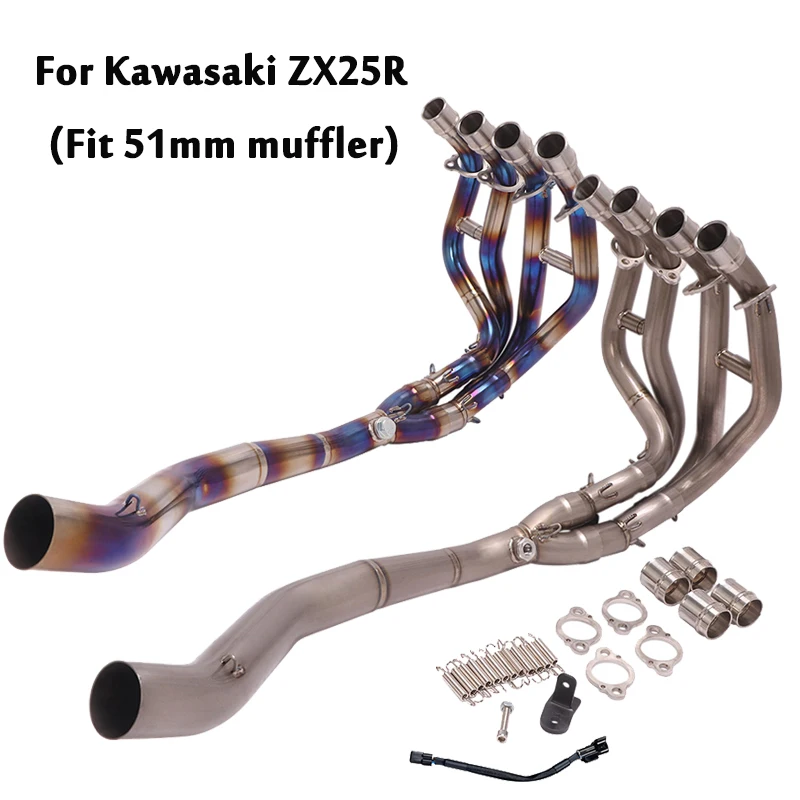 

For Kawasaki ZX25R Motorcycle Modified Exhaust System Front Header Connecting Link Pipe Middle Section Titanium Alloy Slip On