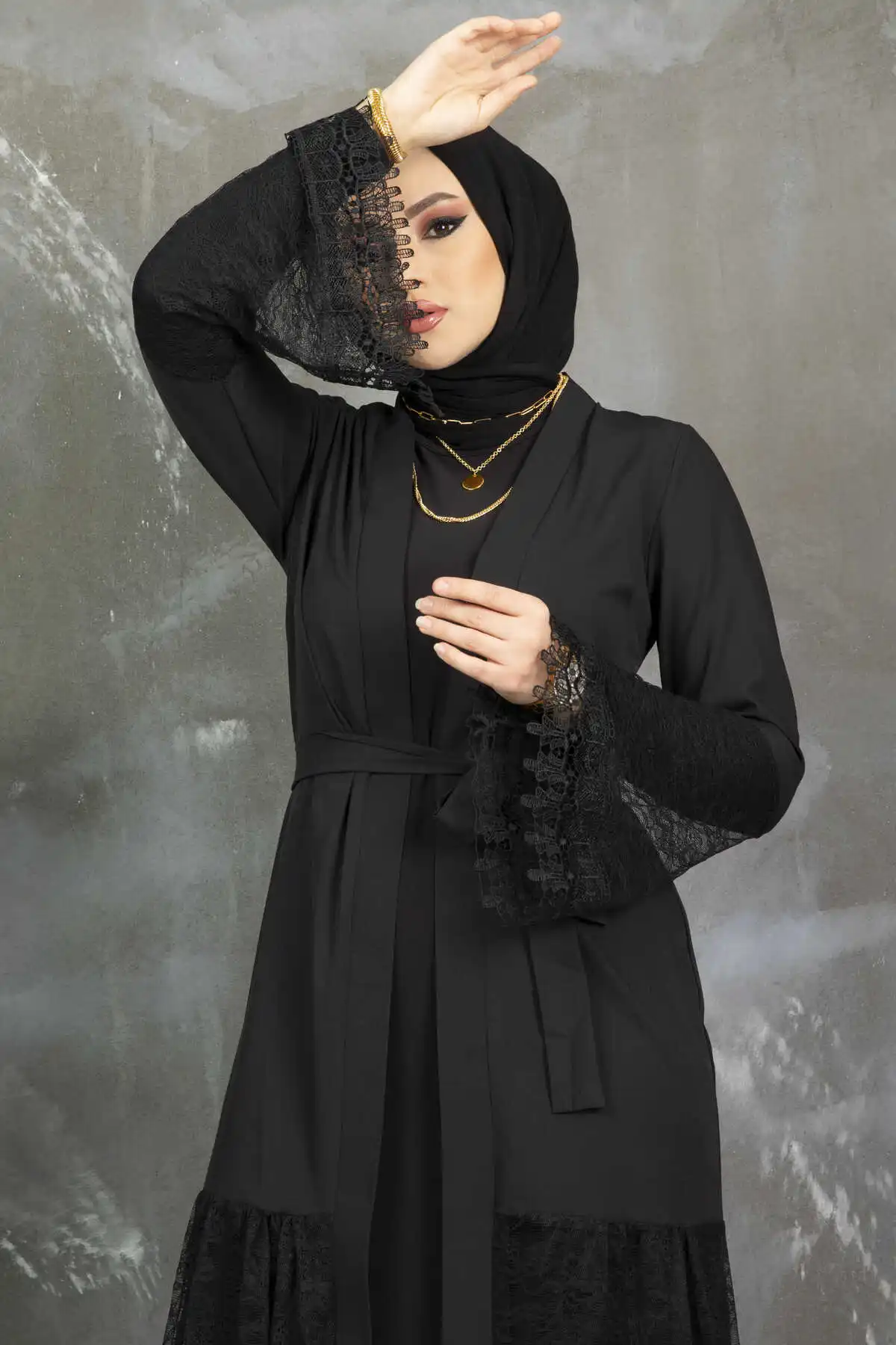 Lace Detail Black Abayas Dubai Luxury Muslim Fashion Dress African Woman Moroccan Wedding Kaftan Evening Turkey Gulf Islam 2022