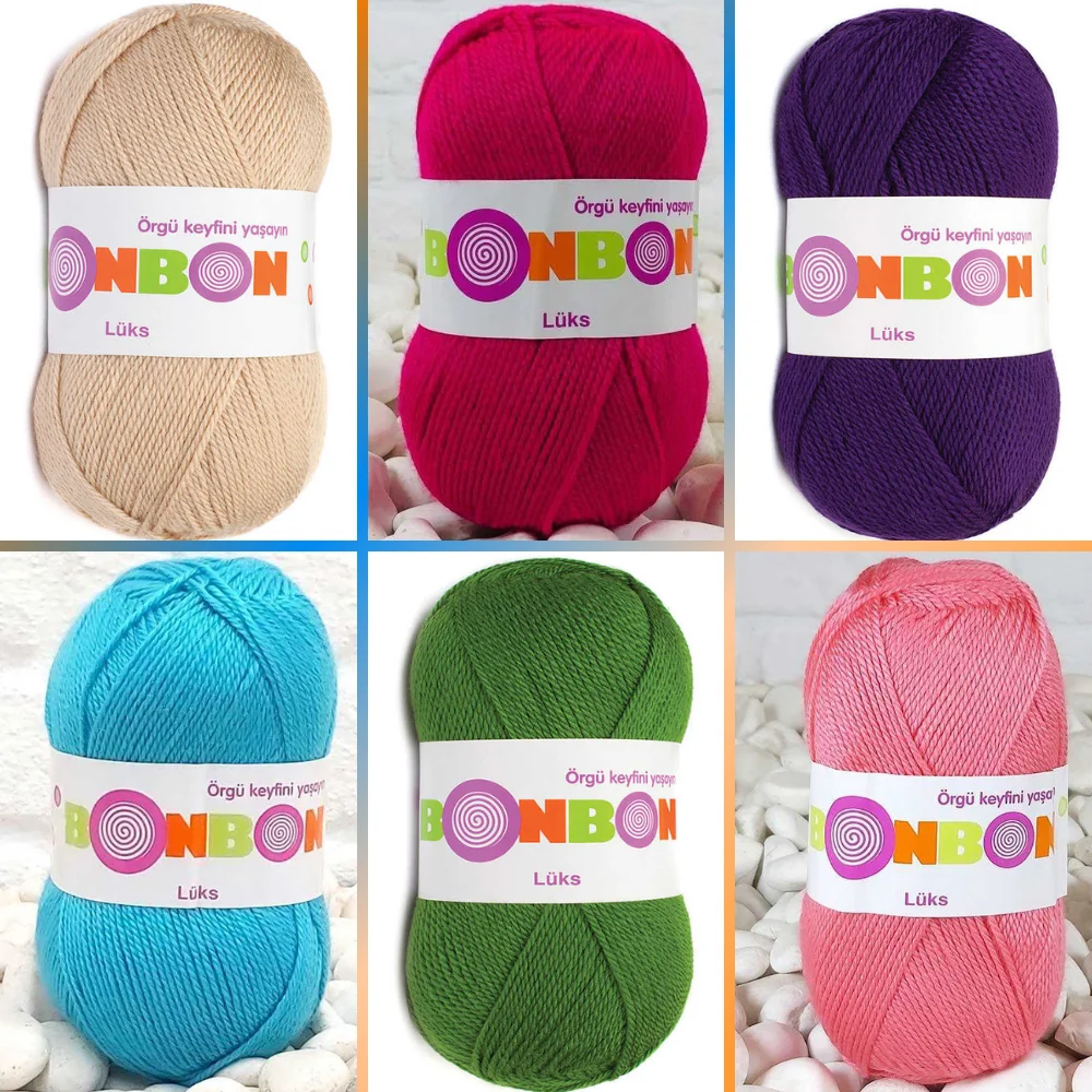 Acrylic Knitted Yarn - 13 Color Options - 240 Meters(100gr) - Bonbon lüks - Bedspread - Blanket - Top Wear - Shawl - Home  Decoration - Bed Weave -