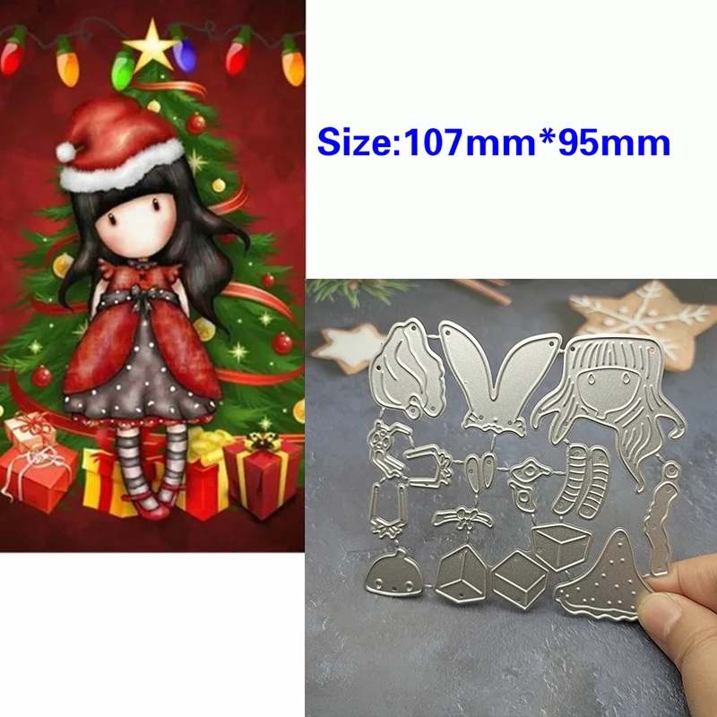 2022 New Arrival Cute Christmas Cloth Gifts Girl Metal Cutting Dies for DIY Scrapbooking Princess Stencils Card Making