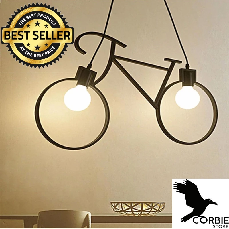 Bundera Bicycle Pendant Lamp Chandelier Metal Wrought Iron Retro Rustic Office Cafe Bar Hotel Restaurant Ceiling Lamp