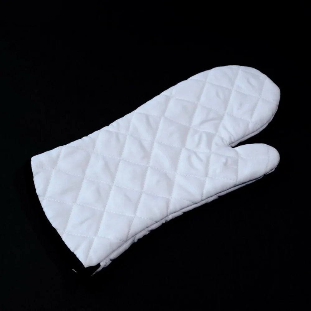 2pcs White Cotton Cloth Non-slip Heat Resistant Gloves Kitchen Oven Mitt Cooking Tools for Home Restaurant