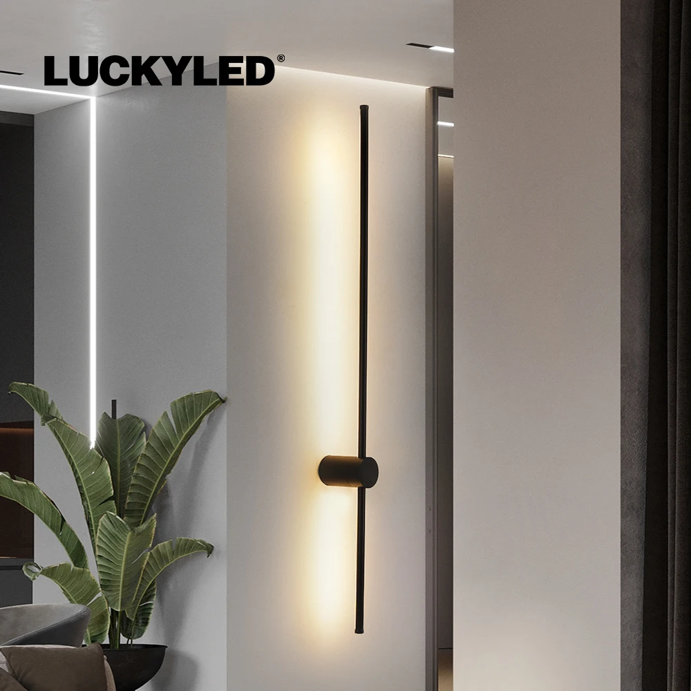 LUCKYLED Hiện Đại Đèn Led Dán Tường AC85-290V Dài Đèn Tường Sconce 100Cm 120Cm Nội Thất Đèn Đầu Giường Phòng Ngủ Ánh Sáng đen Trắng