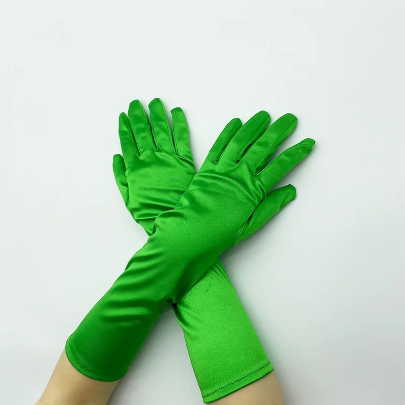 Gants de soirée en Satin bleu, élégants, pour femmes, Protection solaire, pour bal de promo, pour mariée, vert, rose, nouvelle collection