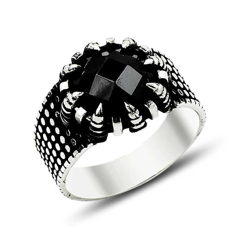 925 Silver Black Dragon Eye Rings for Men