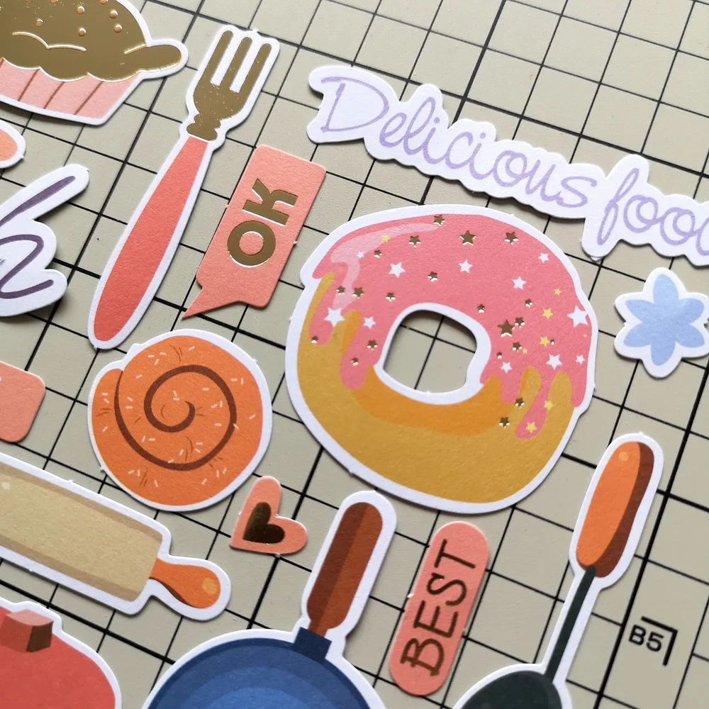 Creative Path 170 Stück Brunch Scrapbooking Stanzformen Karamellfarbene Brot- und Kuchen-Papierstanzformen Ephemera-Verzierungen für Journaling – Detail 7